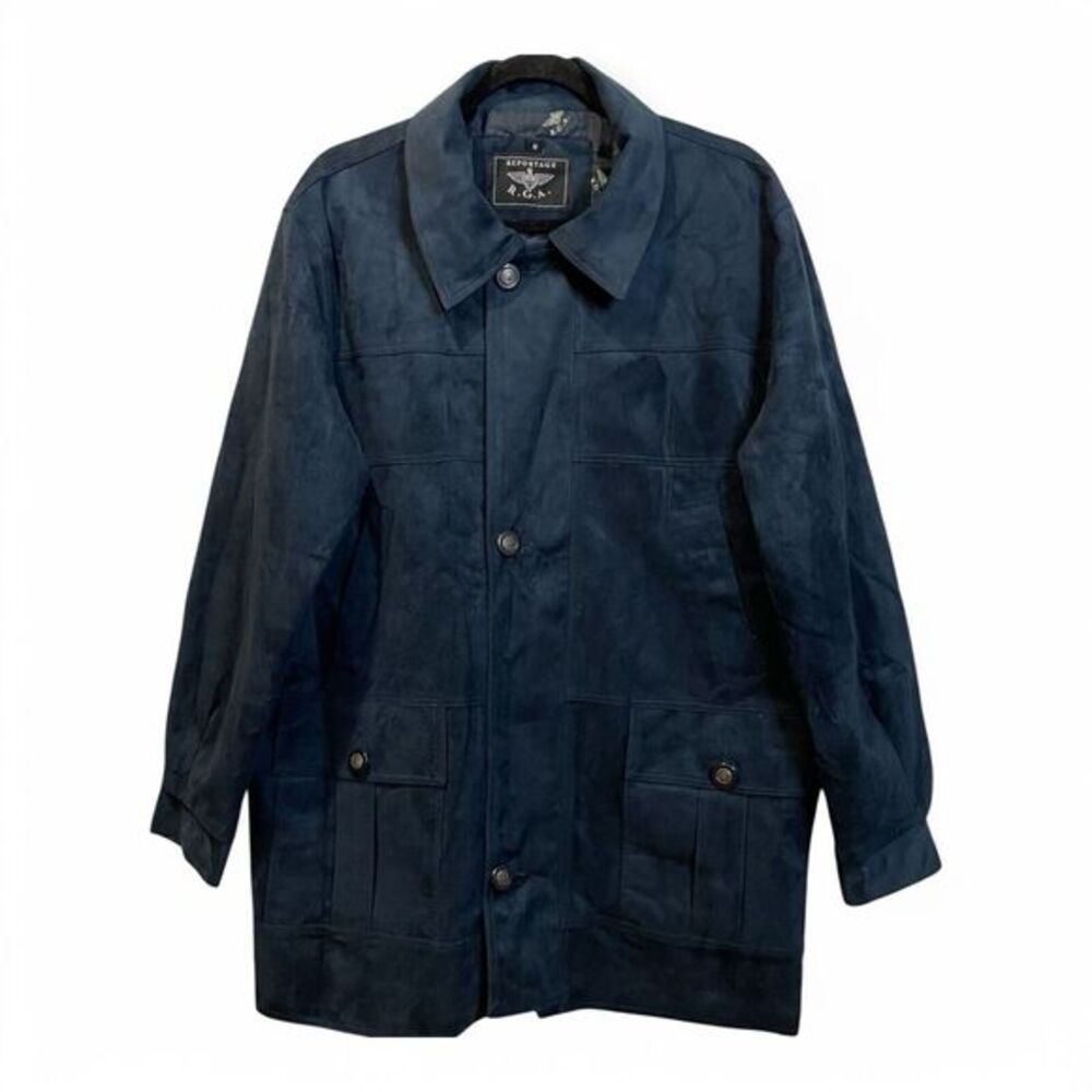 Reportage‎ RGA Italy Soft Faux Suede Men's Navy Coat Jacket NWOT Medium